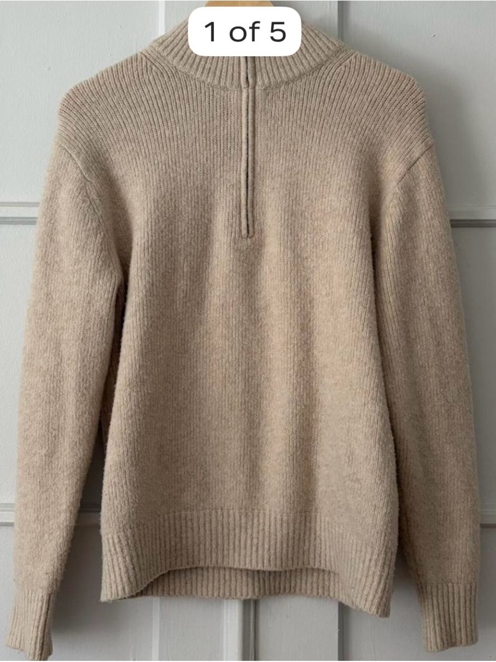 Uniqlo Cream Beige Half-Zip Knit Sweater